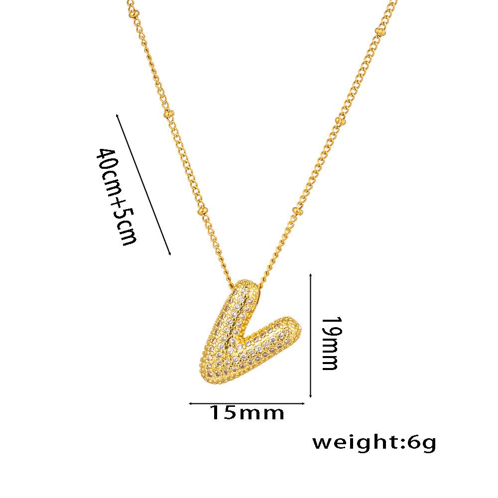 Fashion 26 Bubble Letter Initial Pendant18k Gold Plated Micropaved Full Zirconia Stone Chain Couple Necklace Women Jewelry