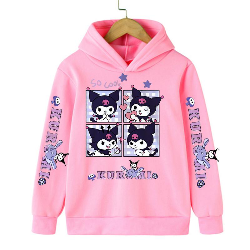 Kids Streetwear Kuromi Children's Hoodie Cute Sweatshirt Manga Kid Girl Boy Top Hoody Clothes