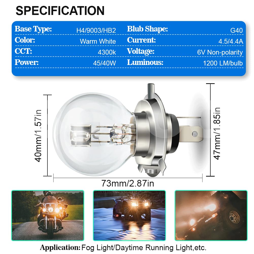 SOFOC H4 P43T 6V 45/40W Halogen Motorcycle Car Headlight Bulb