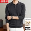 Hengyuanxiang Men's Autumn/Winter Wool Blend Long Sleeve Polo T-Shirt