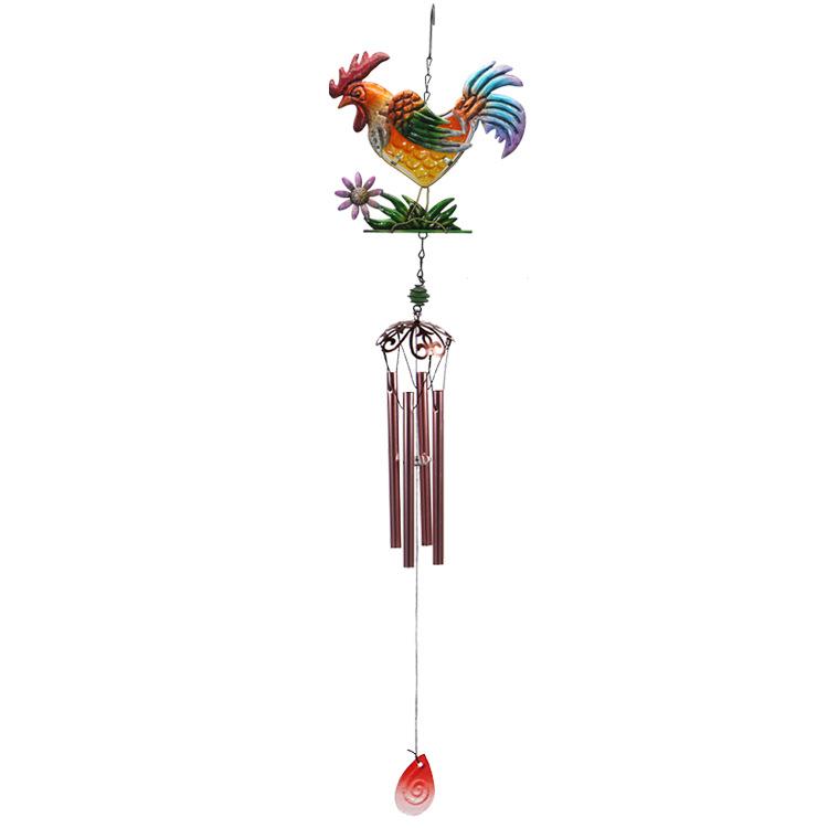 Rooster Wind Chime with Iron Tubes, 75cm Metal Wind Chime for Balcony Garden, Creative Cross-Border Hanging Decor