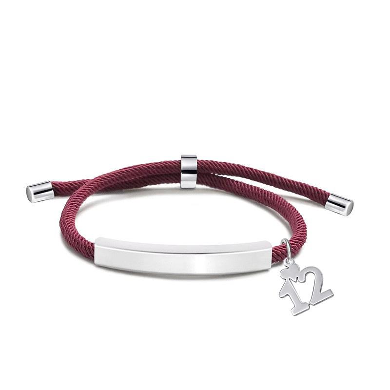 Multi-color Engravable Stainless Steel Bracelet with Number 16 Charm