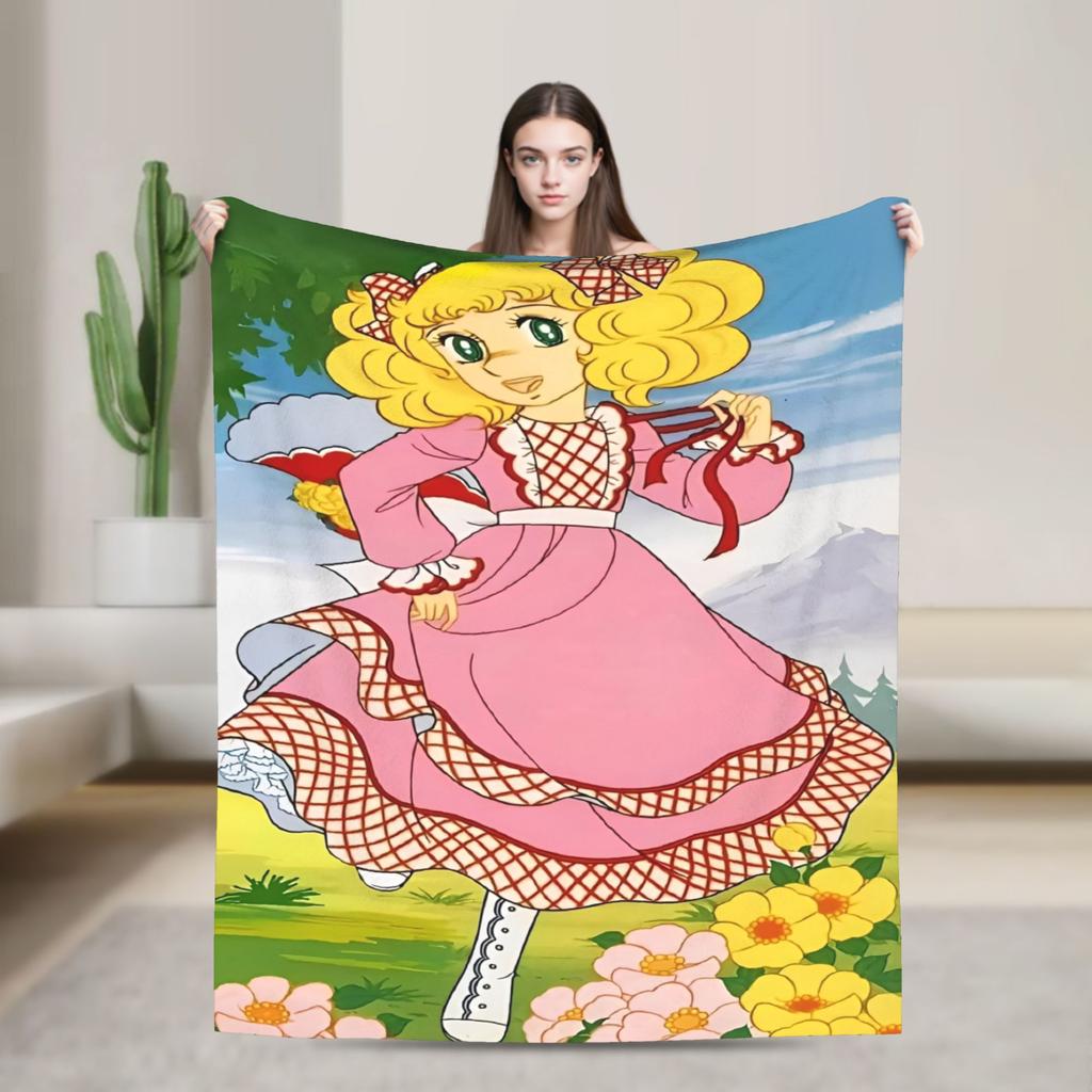 Candy Candy And Terry Anime Blanket  Warm Soft Funny Plush Bedding Throws For Couch Bed Travel Flannel Bedspread Bed Cover