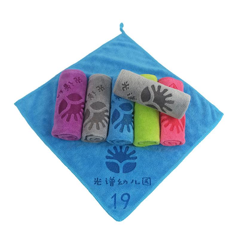 Kindergarten square towel hot stamping microfiber water-absorbing children's hand towel gas station square towel