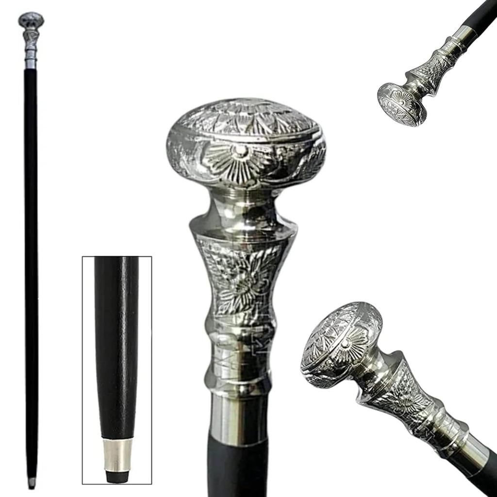 Wooden Walking Stick Cane Victorian Knob Wooden Cane Brass Handle Victorian Style Solid Vintage Head Walking