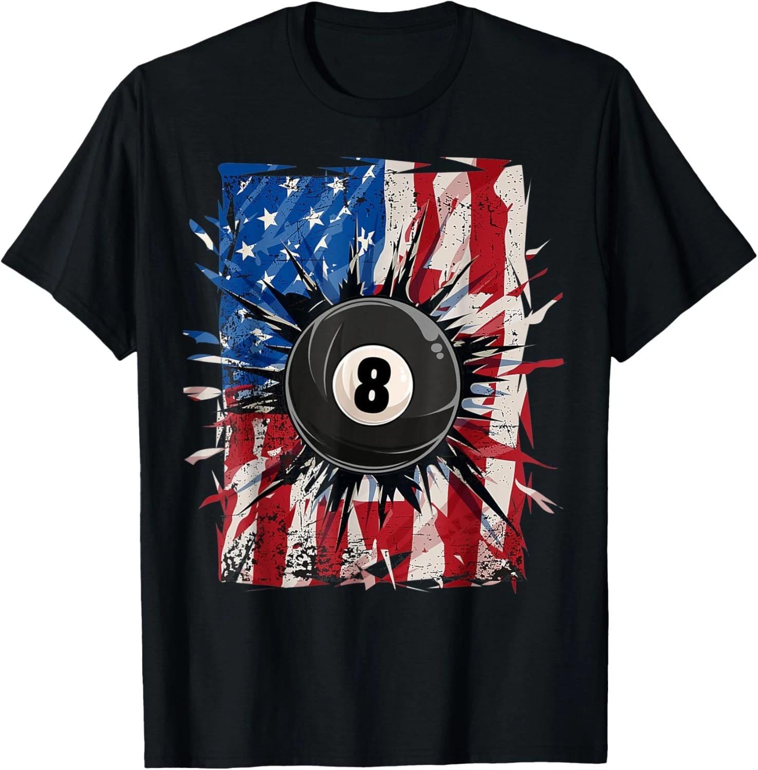 

Pool Snooker Billiards Player 8 Ball USA American Flag Gift Unisex T-Shirt M