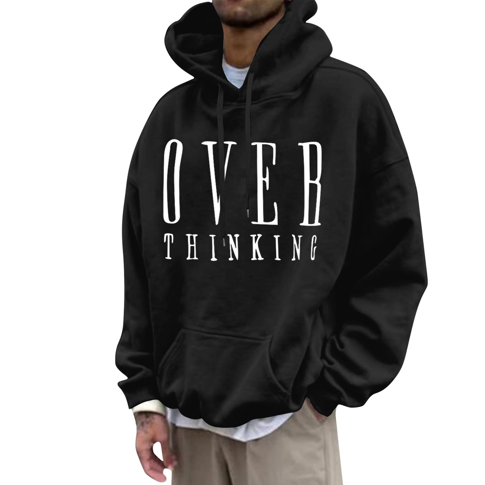 

Мужская свободная толстовка с капюшоном с принтом, мужская повседневная модная спортивная толстовка L чёрный