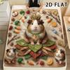1 Stück 2D FLACH Retro Meerschweinchen Druck Flanell Decke, Hohe Qualität, Bequem für Alle Jahreszeiten, Heimdeko, Wärme und Komfort, Perfekt für Weihnachtsgeschenke