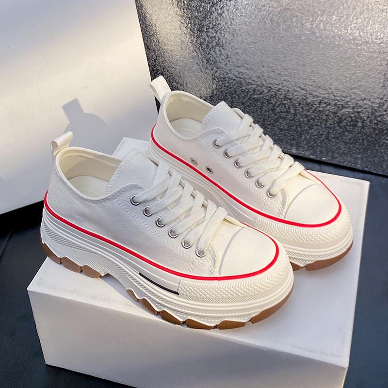 Women's Thick-Soled Breathable Canvas Shoes, 2025 Spring Collection - Korean Style Anti-Skateboard Casual Sneakers R301