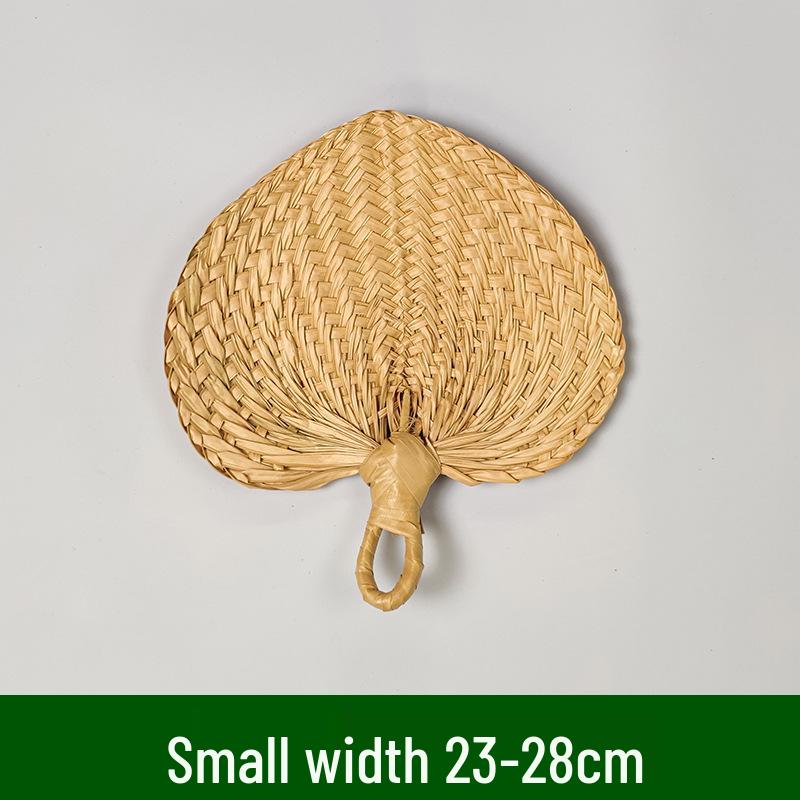 Liangshun Handmade Large Cattail Palm Leaf Fan with Curved Handle