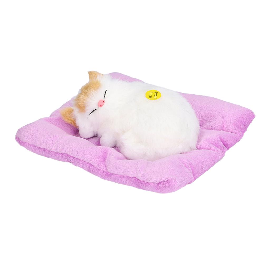 Fake Cats Sleeping Kitten Doll Toy Simulation Sleeping Cat On Pad Interactive Pet Toy with Sound
