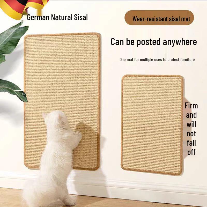 Non-Shedding Sisal Cat Scratcher: Vertical Wall-Mounted, Scratch-Resistant Toy for Boredom Relief and Claw Maintenance