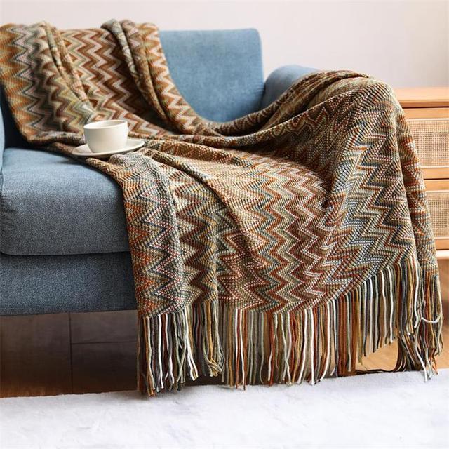 Mantas Tejidas Bohemias con Borlas Mantas para Cama Sofá Manta Decorativa Manta Suave Cálida Colcha Decoración del Hogar