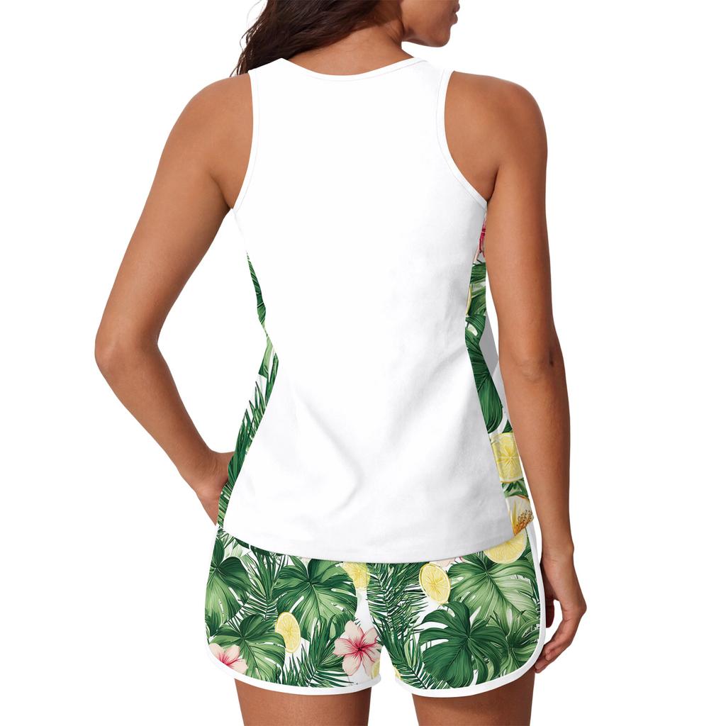 Tankini Swimsuit for Women Plus Size Bathing Suit Two Piece Athletic Swimwear Beach Short Set with Pockets