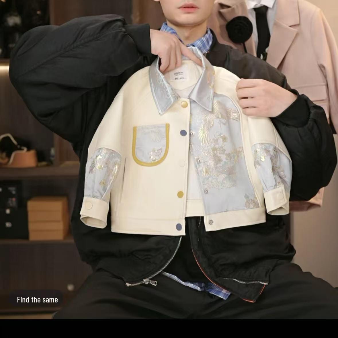 

Children s Baseball Varsity Leather Jacket for Spring and Autumn, Boys and Girls National Style. 90