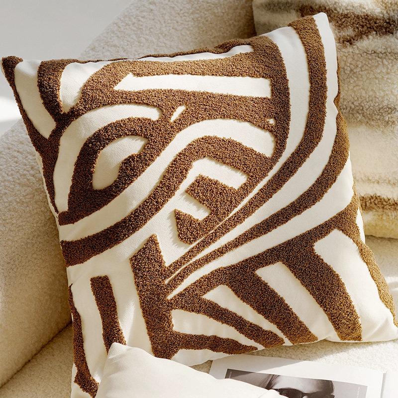 Boho Style Textured Cushion Covers Set - Tufted Geometric & Woven Brown Throw Pillow Cases for Home Decor Couch Decoration