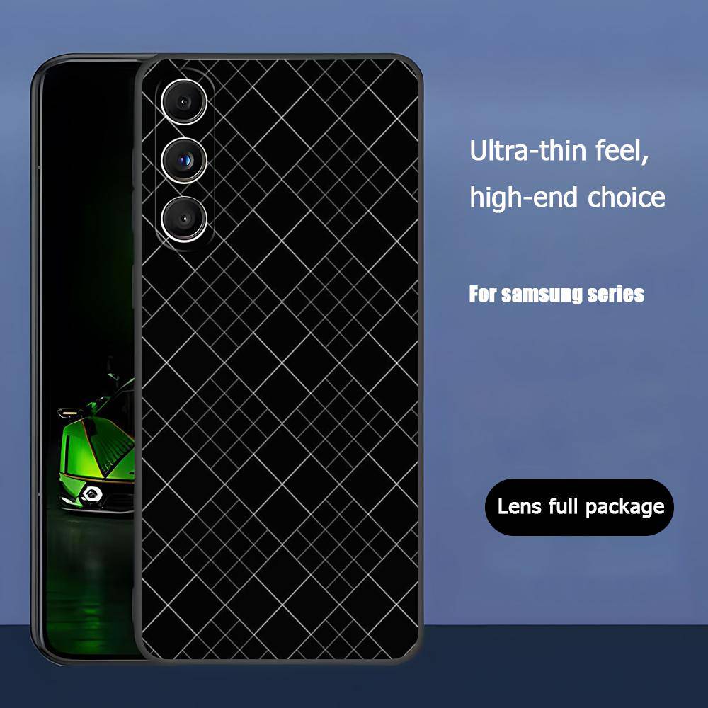Black And White Grid For Samsung Galaxy S23 S24 S25 Ultra S22 Plus S21 Black Soft Case Waterproof Soft Case