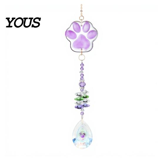Exquisite Craftsmanship Wind Chime Crystal Cat Paw Chimes, Suncatchers for Windows Hanging, Rainbow Light Prism Maker Indoor Outdoor Home Garden Decor