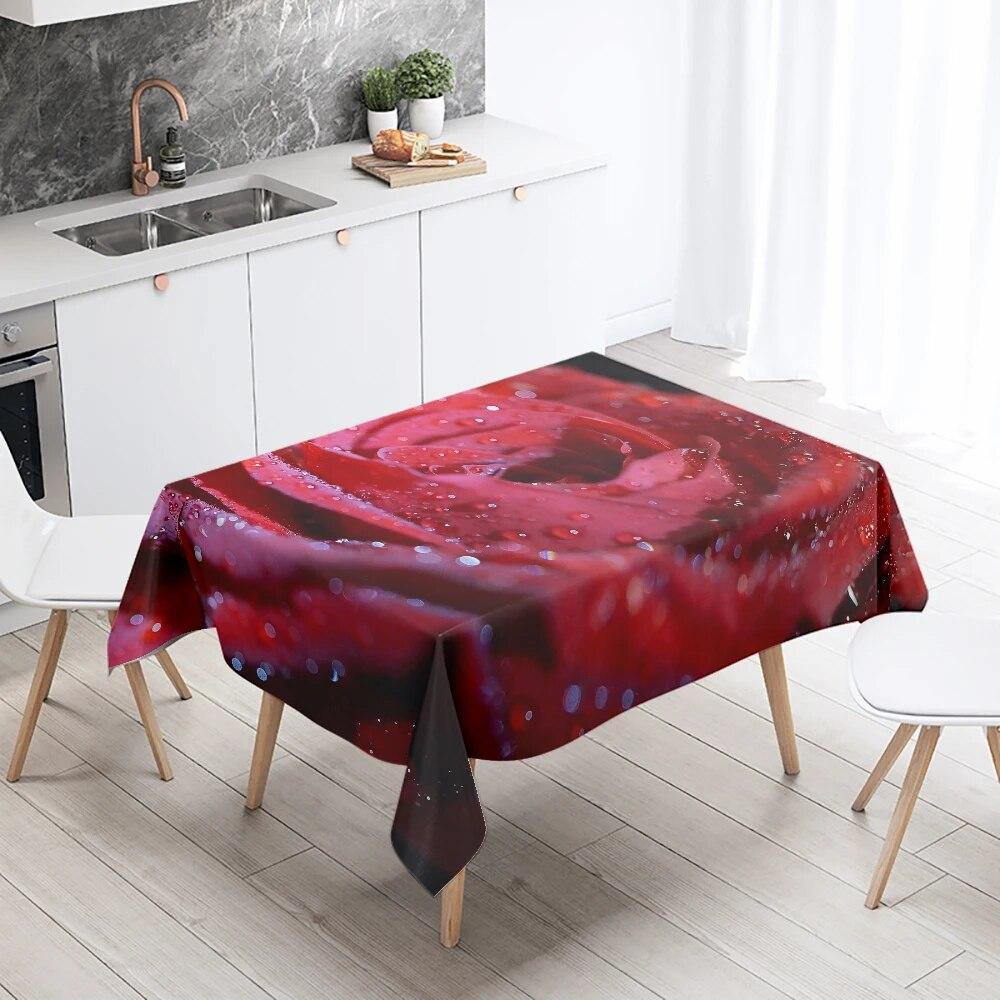 Blumentischdecke, Rose, Tulpe, Restaurant, Tischdekoration, Hochzeit, Antifouling, rechteckig