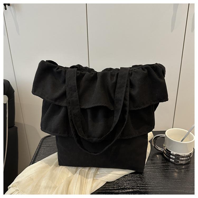 2025 Korean Version of the New Skirt Wrinkled Large-capacity Tote Bag Lazy Style Casual Simple Canvas Bag Bag