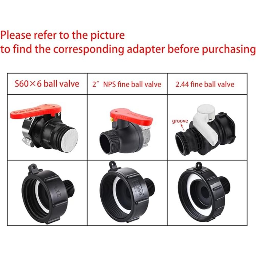 IBC Tank Adapter S60 X 1/2" 3/4' 1" 1.5 2" 63/75/80/100mm Thread Connector Ton Barrel Connect 1000 Liter IBC Tank Fitting