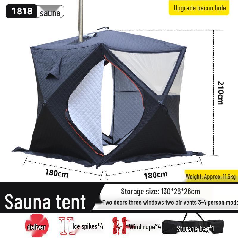 Large Pentagonal Ice Fishing Tent with TPU Window for Winter Camping - Thickened for Warmth and Cold Protection