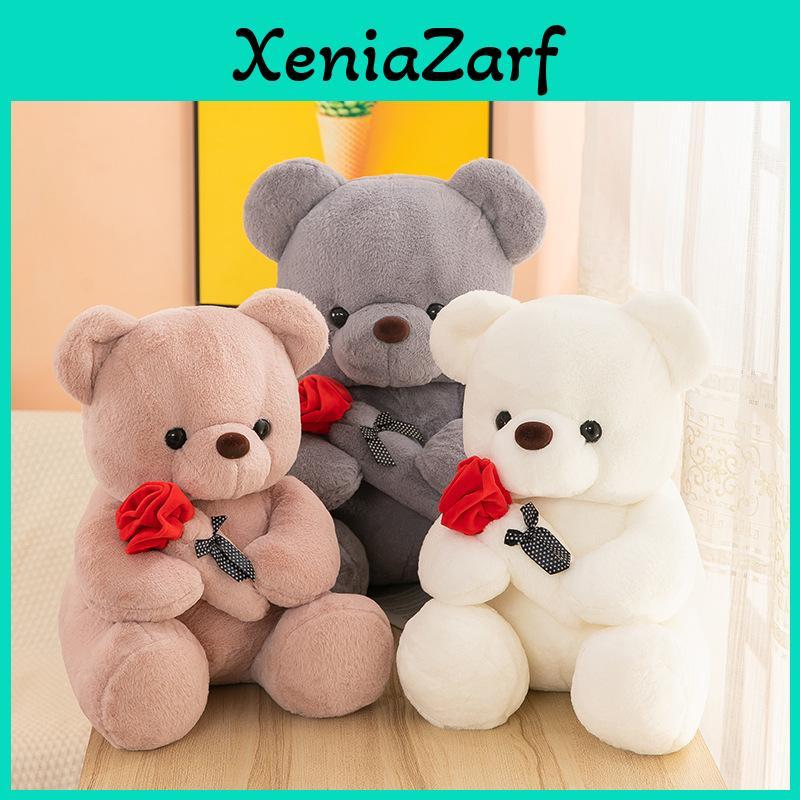 Cute Cartoon Rose Teddy Bear Plush Toy Doll Pillow Wholesale Factory Supplier