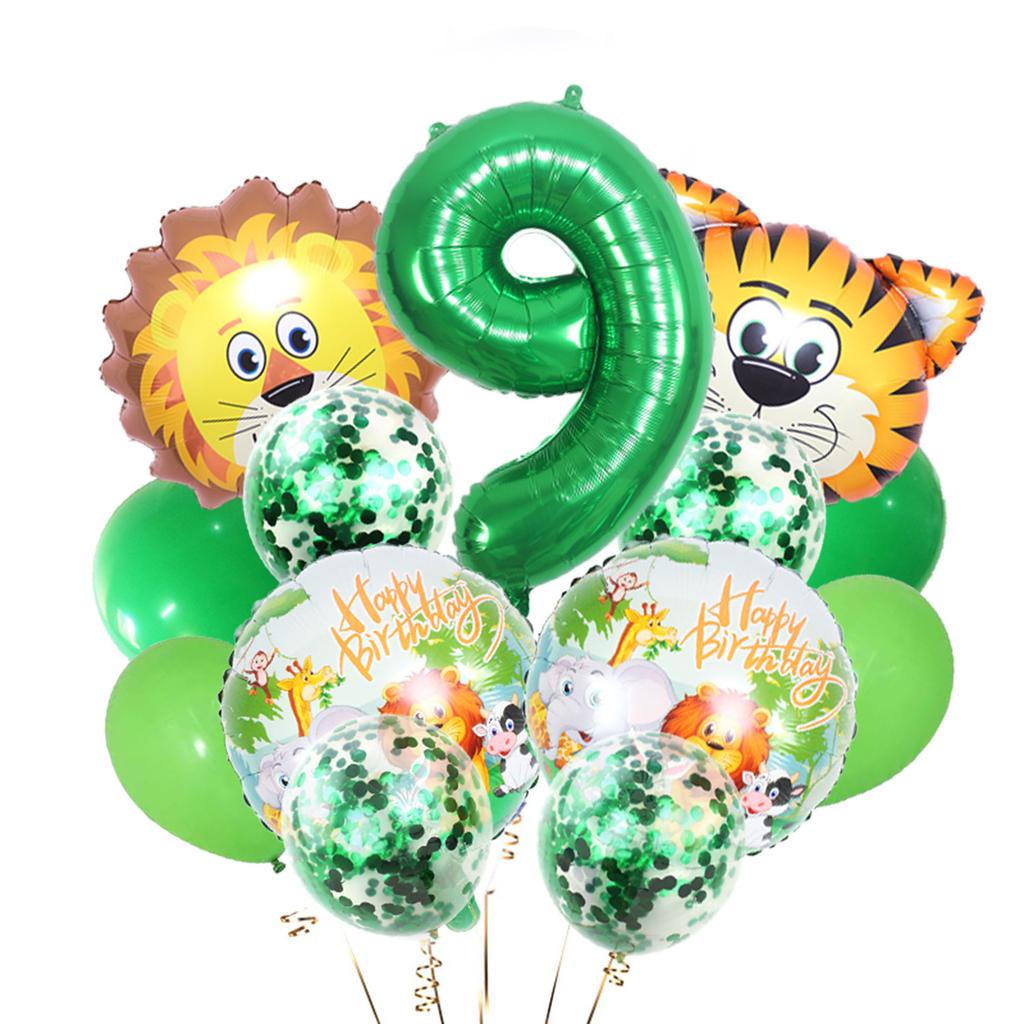 Green Forest Tiger Lion Animal Balloon Set Green Digital Birthday Party Decorative Balloon
