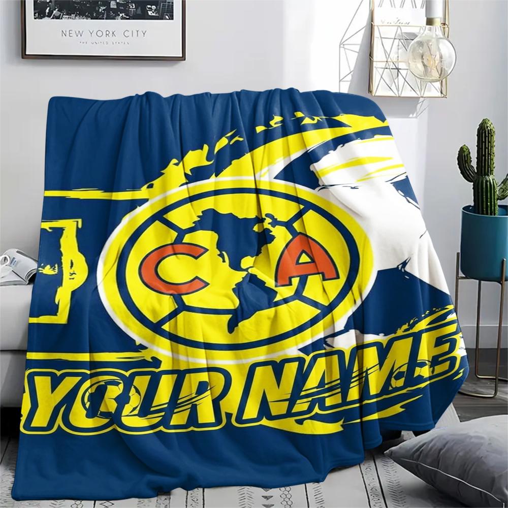 1PC Custom Name Club America Patterned Flannel Blanket Suitable For All Seasons for Home Decor Warmth and Comfort Gifts Holiday Present