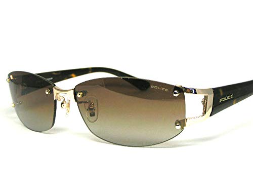 Police Sonnenbrille POLICE SPLC60J 0300 59 mit Etui UV-Schutz Randlos Zweipunkt Japan Modell 2021 Modell Oval Titan-Kombinationsrahmen Glänzend