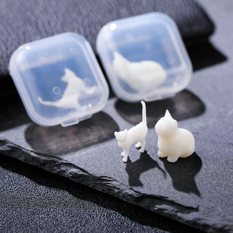 Cute Cat Resin Fillers with Crystal Droplets Flexible Silicone Mould Miniature Landscape Decorations for Home and Office