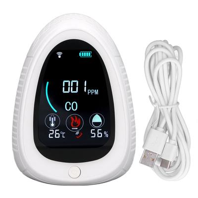 CO Alarm Detector Wifi Remote Control USB Charging Real Time Monitoring Smoke Detector with LCD