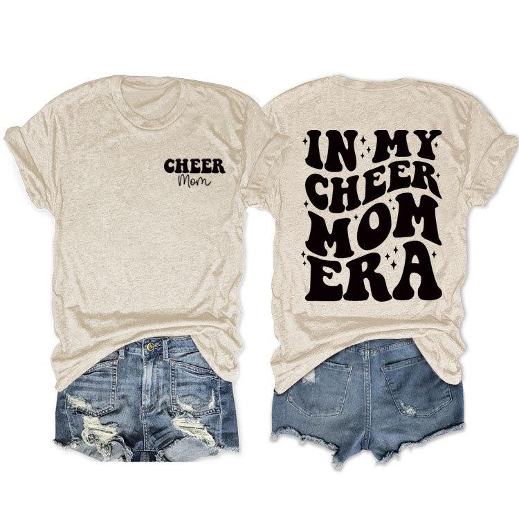 In my cheer mom era cheer mom crew neck casual T-shirt double-sided printing loose short sleeves