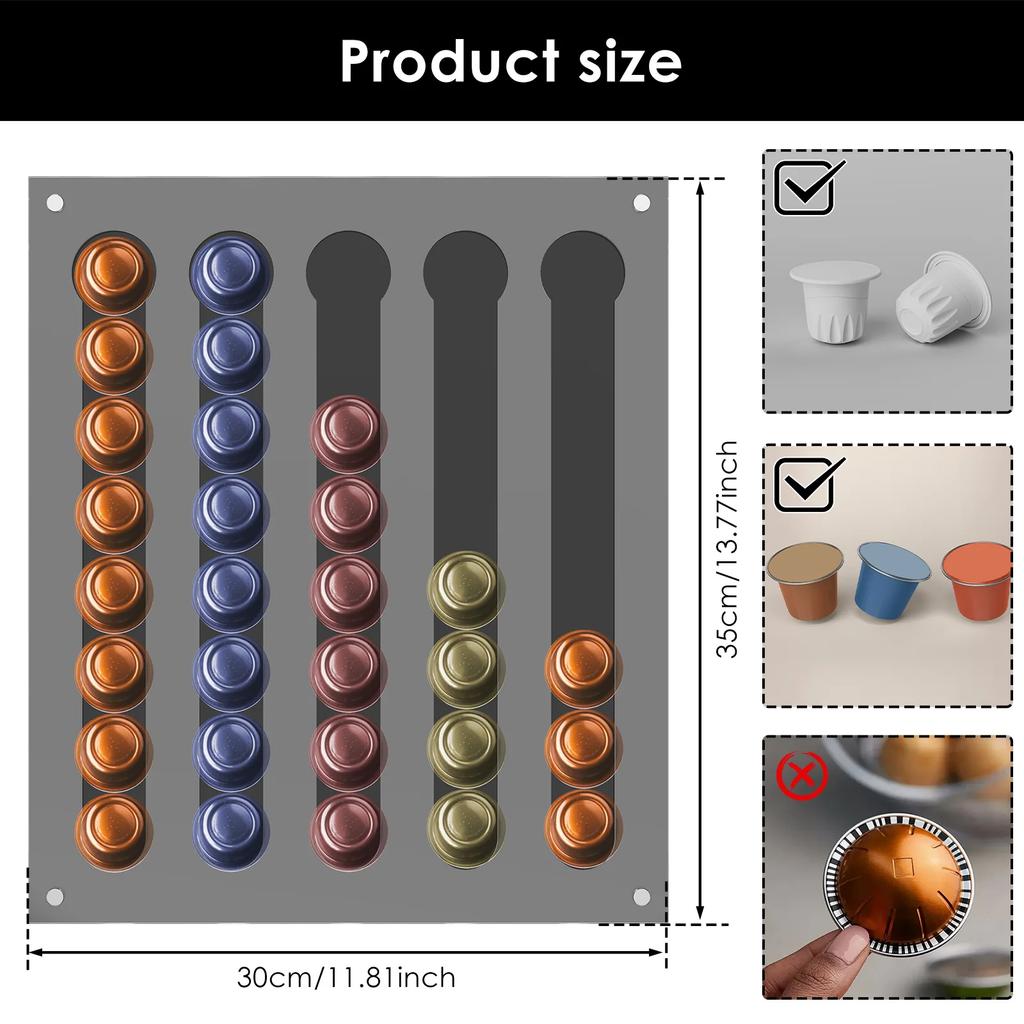 Magnetischer Kaffeepadhalter Wandmontiert Acryl Kaffeekapsel Aufbewahrungsregal Organizer für Küche Kühlschrank Wohnmobil Schranktür