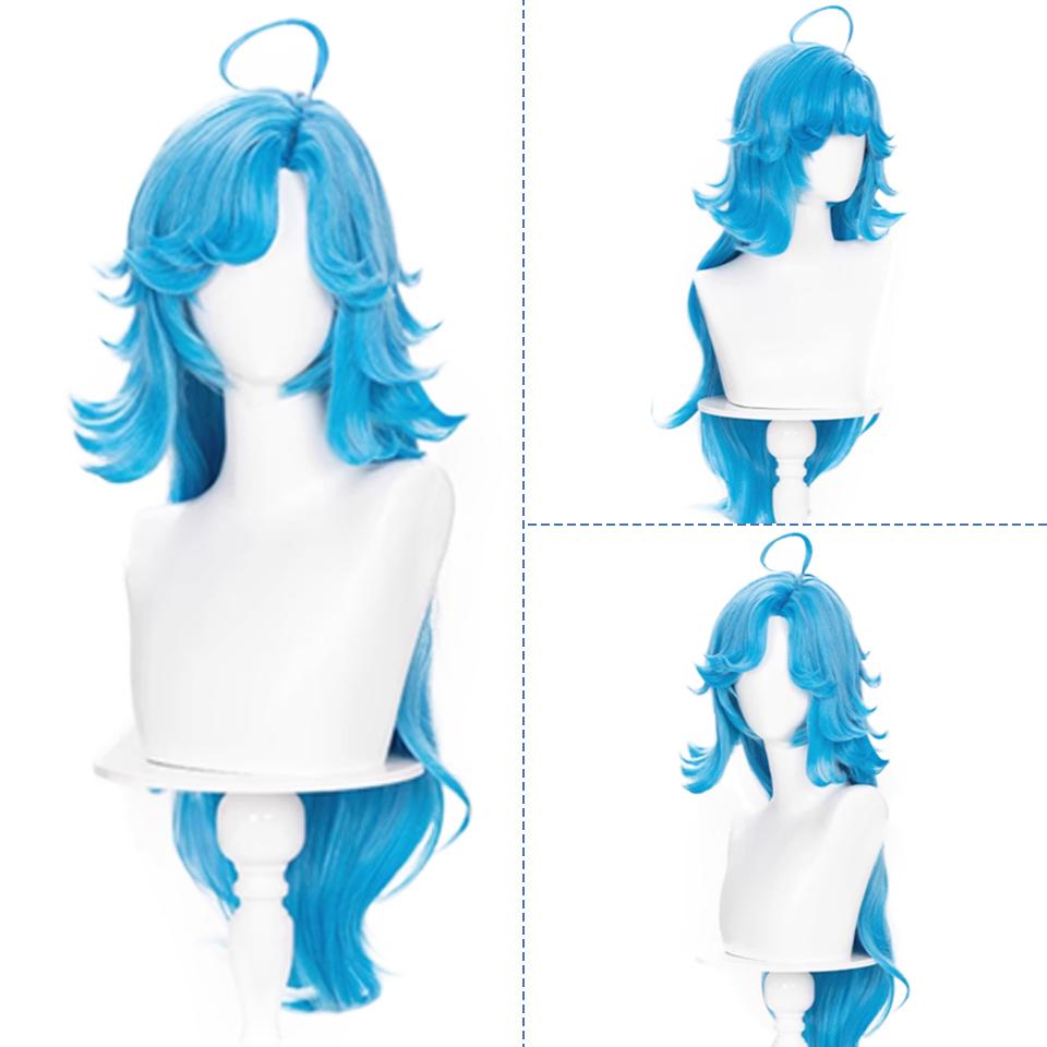 KÖP Blå Lång Syntetisk Peruk The Glory Of The King Lilla Sjöjungfrun Cosplay Peruk Festival Fluffig Silkesblå Långhårig Peruk