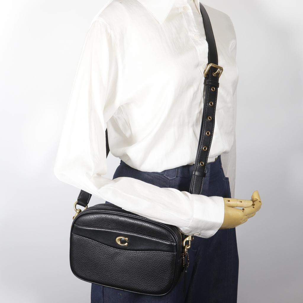 Coach Camera Bag Shoulder Bag CC386 Black Leather Women Used