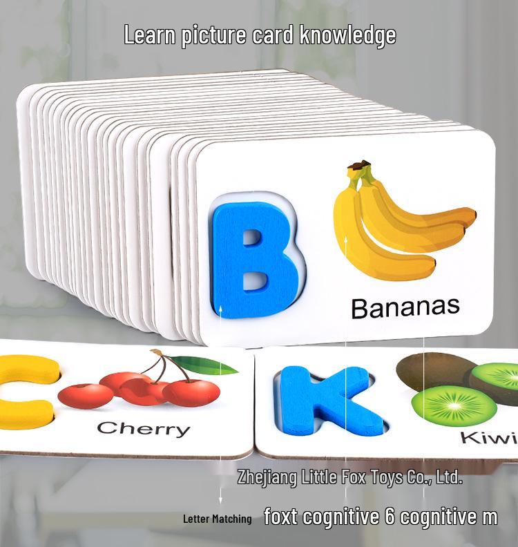 Children's Wooden Alphabet & Picture Cards for Early Education