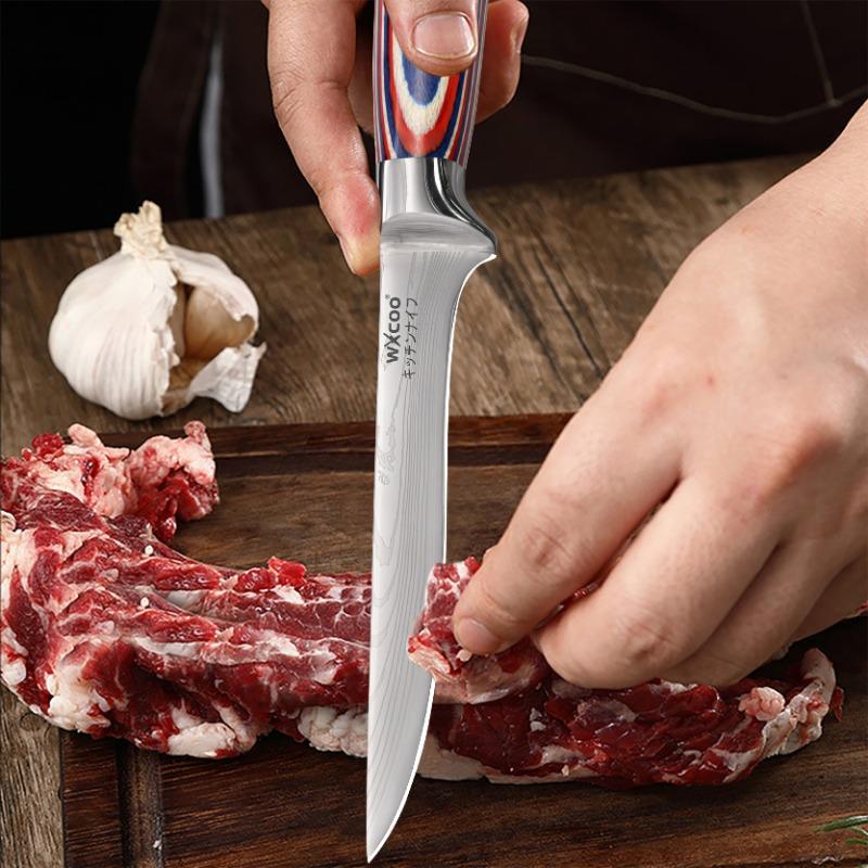 Damastmuster Küchenmesser Japanisches Santoku Messer Set 5Cr15MOV Edelstahl Koch Hackmesser Allzweck Schneidwerkzeug