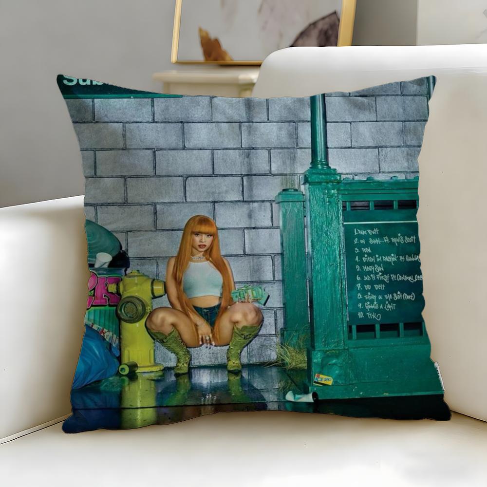 popular rapper Ice Spice Cushion Cover Soft EasyWash Pillow Case Versatile for Couch Bed Travel and Office