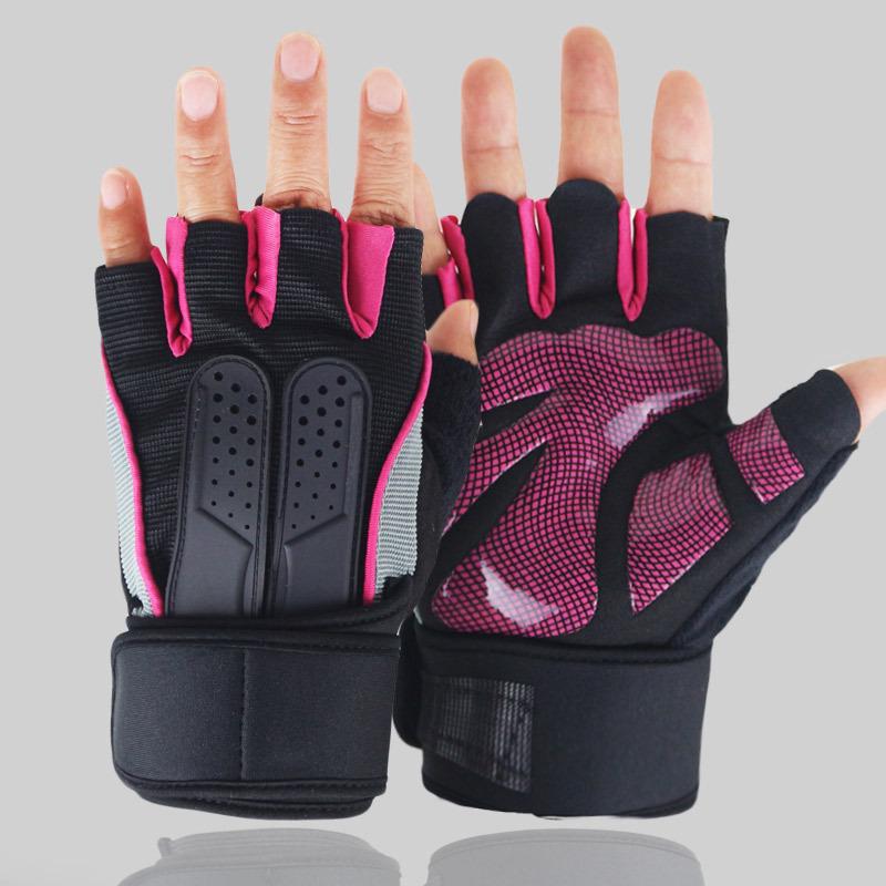 Long Bracers Fitness Half Finger Gloves Men's and Women's Barbell Sports Outdoor Riding Roller Skating Dumbbell Weightlifting Exercise Hands