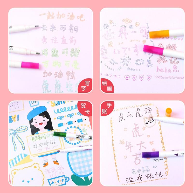 12 Color Outline Metallic Marker Pens Set Double Line Paint Marker Pen for Christmas Greeting Card Scrapbook Metal Ceramic Glass