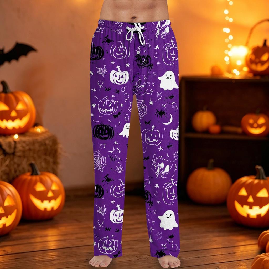 Men's Halloween Print Drawstring Lounge Pants Casual Sleepwear Bottoms Comfortable Fit Relaxed Style