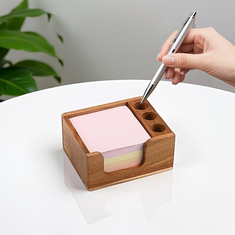 Solid Wood Desk Organizer Pen Holder Stationery Storage Box for Office Study Home
