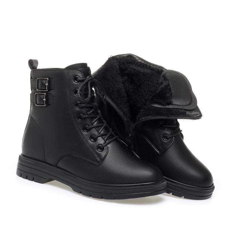 

Boots women s popular shoes this year, new Martin boots autumn and winter fleece leather shoes mother shoes short boots cotton shoes 40