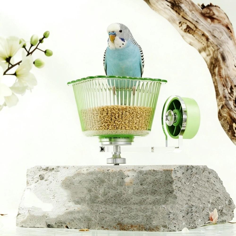 Transparent Magnetic Bird Feeder Anti-Tip Pet Feeder Ledge Parrot Water Bowl  Drinking