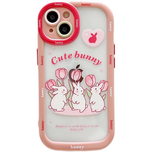 

Прозрачный чехол для телефона с милым кроликом, мультяшным кроликом, милыми тюльпанами и противоударным бампером для Iphone 14 11 12 13 Pro Max, мягкая задняя крышка For iPhone 14