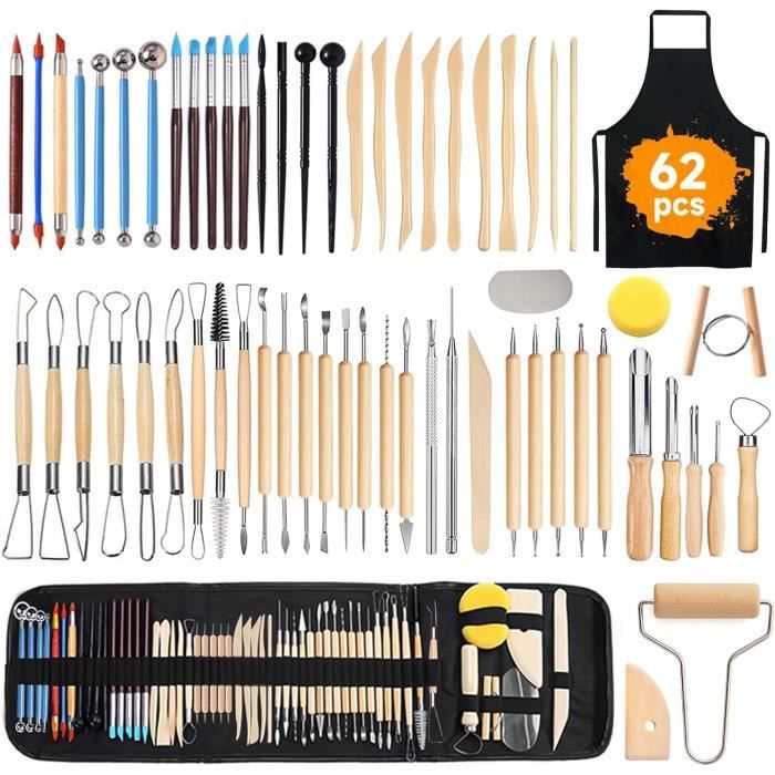 Outil de Sculpture en Argile - YUTUY - 62 PCS - Double Face - Multicolore - Sac de Rangement pur