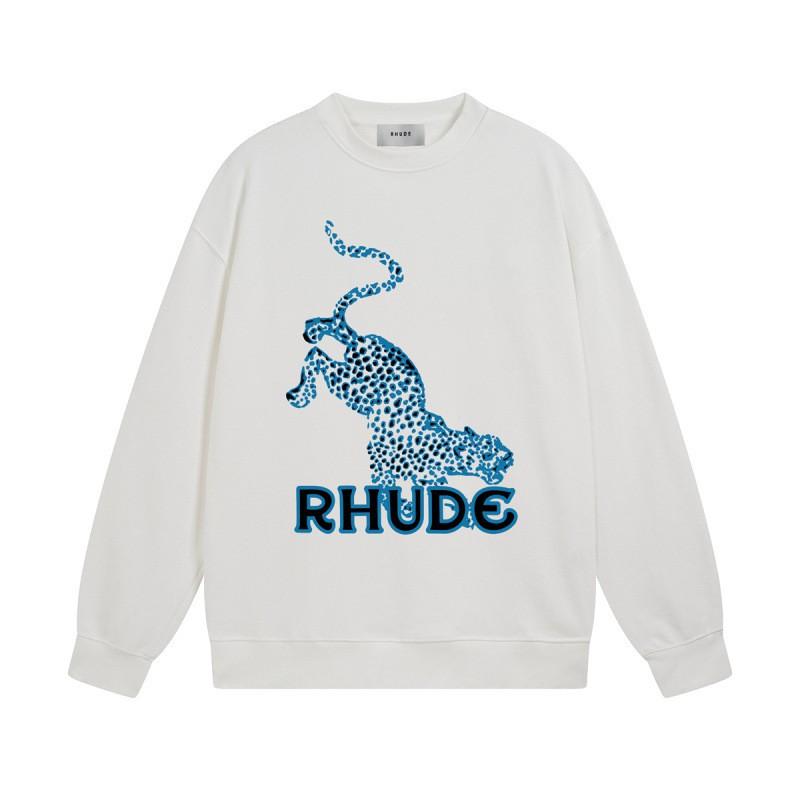 Rhude Vintage Letter Print Oversized Hoodie Men Women Casual Streetwear Sweatshirt