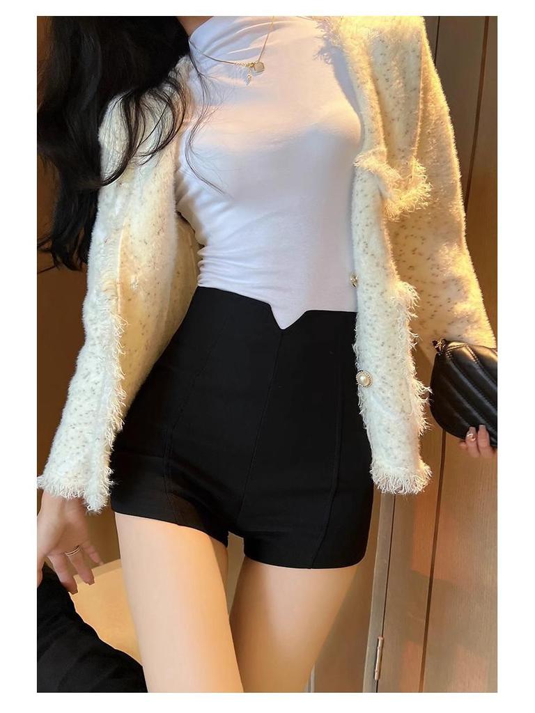 Autumn/Winter 2025 Women's High Waist Korean A-line Wide Leg Shorts - Slimming, Elastic, Versatile Casual Booty Shorts