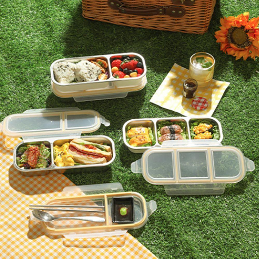 Stainless Steel Lunch Container 2/3 Grids Food Storage Box Camping Lunch Box Travel